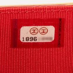 Chanel Orange/Yellow Stripe Patent and Leather CC Wallet On Chain 