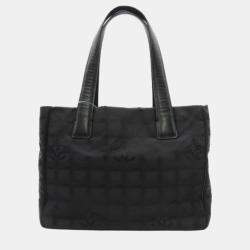 Pre Owned Chanel Black Canvas New Travel Line Tote PM Bag