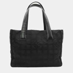 Pre Owned Chanel Black Canvas New Travel Line Tote PM Bag