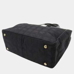 Pre Owned Chanel Black Canvas New Travel Line Tote PM Bag