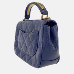 Chanel Blue Caviar Leather Flap Bag 