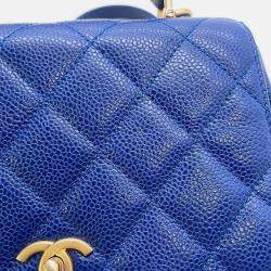 Chanel Blue Caviar Leather Flap Bag 