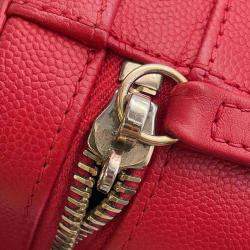 Chanel Red Leather Filigree Shoulder Bag
