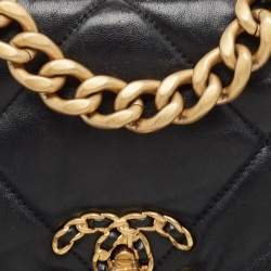 Pre Owned Chanel Black Quilted Leather Medium 19 Flap Bag