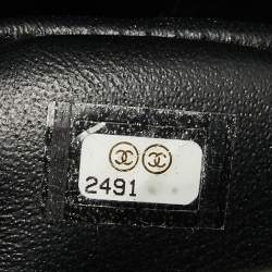 Pre Owned  Chanel Black Quilted Caviar Leather Jumbo Classic Double Flap Bag