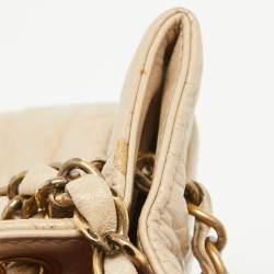Pre Owned Chanel Beige Quilted Aged Leather Pondicherry Flap Bag