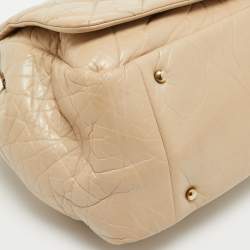 Pre Owned Chanel Beige Quilted Aged Leather Pondicherry Flap Bag