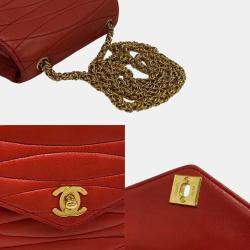 CHANEL Red Lambskin Coco Mark Turnlock Mini Shoulder Bag  