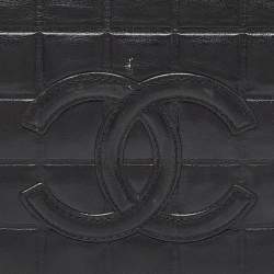 Pre Owned Chanel Black Chocolate Bar Leather Vintage Flap Bag
