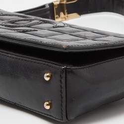Pre Owned Chanel Black Chocolate Bar Leather Vintage Flap Bag
