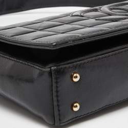 Pre Owned Chanel Black Chocolate Bar Leather Vintage Flap Bag