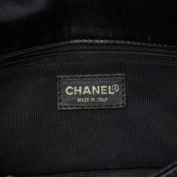 Pre Owned Chanel Black Chocolate Bar Leather Vintage Flap Bag