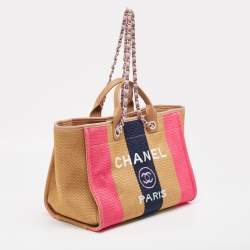 Chanel Multicolor Striped Straw Raffia Large Deauville Shopper Tote