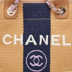 Chanel Multicolor Striped Straw Raffia Large Deauville Shopper Tote