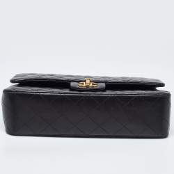 Pre Owned Chanel Black Quilted Leather Medium Classic Double Flap Bag