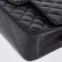 Pre Owned Chanel Black Quilted Leather Medium Classic Double Flap Bag