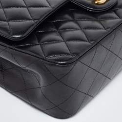Pre Owned Chanel Black Quilted Leather Medium Classic Double Flap Bag