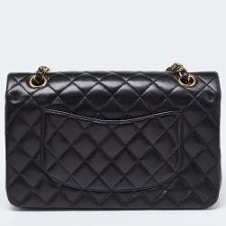 Pre Owned Chanel Black Quilted Leather Medium Classic Double Flap Bag