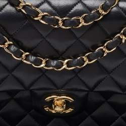 Pre Owned Chanel Black Quilted Leather Medium Classic Double Flap Bag