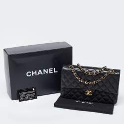Pre Owned Chanel Black Quilted Leather Medium Classic Double Flap Bag