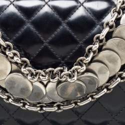 Pre Owned Chanel Black Quilted Patent Leather Medium Boy Bag