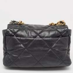 Pre Owned Chanel Black Quilted Leather Large 19 Flap Bag