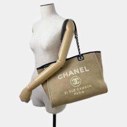 Chanel Beige Canvas Medium Deauville Tote Bag