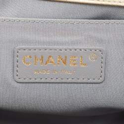 Pre Owned Chanel Gold CC Cut Out Leather Medium Boy Bag