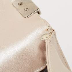 Pre Owned Chanel Pearl White Shimmer Quilted Leather Large Boy Flap Bag