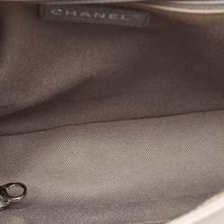 Pre Owned Chanel Pearl White Shimmer Quilted Leather Large Boy Flap Bag