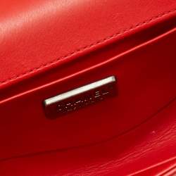Pre Owned Chanel Red Stingray and Leather Small Boy Flap Bag
