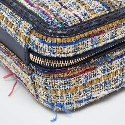 Pre Owned Chanel Multicolor Quilted Tweed and Python Medium CC Filigree Vanity Case Bag