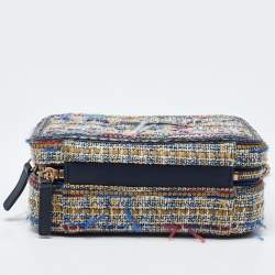 Pre Owned Chanel Multicolor Quilted Tweed and Python Medium CC Filigree Vanity Case Bag