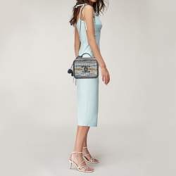 Pre Owned Chanel Multicolor Quilted Tweed and Python Medium CC Filigree Vanity Case Bag
