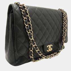 Chanel  Caviar Leather Large Classic Double Flap Shoulder Bags