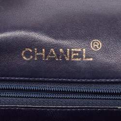 Pre Owned Chanel Navy Blue Quilted Leather Mini Vintage Square Flap Bag