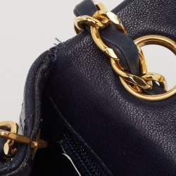 Pre Owned Chanel Navy Blue Quilted Leather Mini Vintage Square Flap Bag