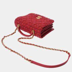Chanel Red Tweed CC Flap Bag 