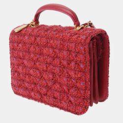 Chanel Red Tweed CC Flap Bag 