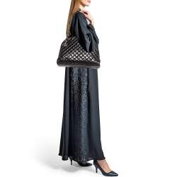 Pre Owned Chanel Black Quilted Aged Leather Large Just Mademoiselle Bowling Bag