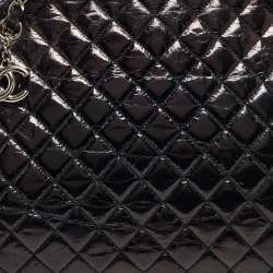 Pre Owned Chanel Black Quilted Aged Leather Large Just Mademoiselle Bowling Bag