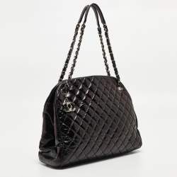 Pre Owned Chanel Black Quilted Aged Leather Large Just Mademoiselle Bowling Bag