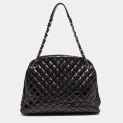 Pre Owned Chanel Black Quilted Aged Leather Large Just Mademoiselle Bowling Bag