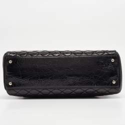 Pre Owned Chanel Black Quilted Aged Leather Large Just Mademoiselle Bowling Bag