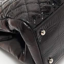 Pre Owned Chanel Black Quilted Aged Leather Large Just Mademoiselle Bowling Bag