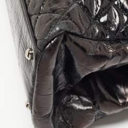 Pre Owned Chanel Black Quilted Aged Leather Large Just Mademoiselle Bowling Bag
