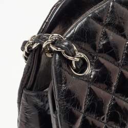 Pre Owned Chanel Black Quilted Aged Leather Large Just Mademoiselle Bowling Bag