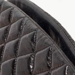 Pre Owned Chanel Black Quilted Aged Leather Large Just Mademoiselle Bowling Bag