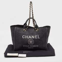 Chanel Black Raffia Large Deauville Tote
