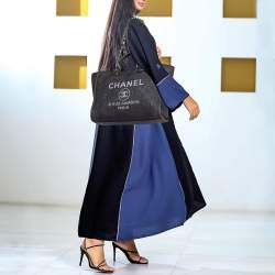 Chanel Black Raffia Large Deauville Tote
